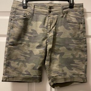 Style & Co Women's Two Button Camo Denim Shorts